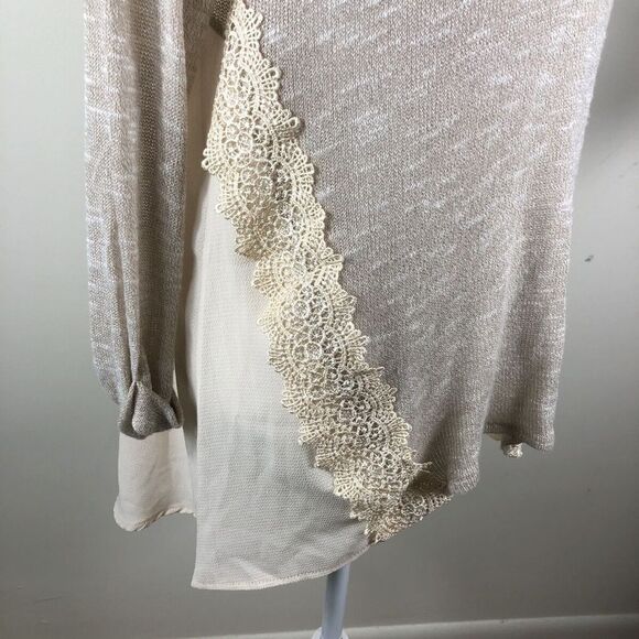 Rue 21 Sweater Lightweight Long Sleeve High/low Cream Women's Medium Semi Sheer - Picture 5 of 7